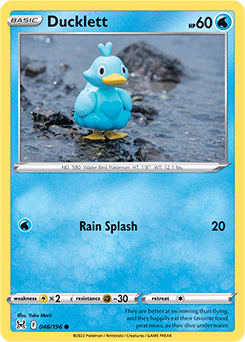 Common Pokémon card Ducklett 046/196 from Lost Origin expansion