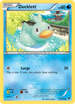 Common Pokémon card Ducklett 36/122 from Breakpoint expansion