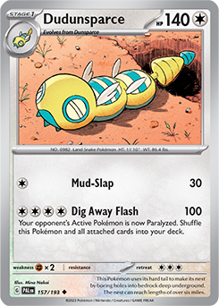 Uncommon Pokémon card Dudunsparce 157/193 from Paldea Evolved expansion