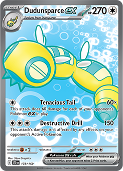 Ultra rare Pokémon card Dudunsparce ex 178/159 from Journey Together expansion