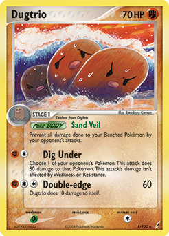 Rare Holo Pokémon card Dugtrio 5/100 from Ex Crystal Guardians expansion