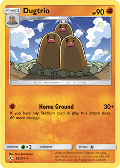 Rare Pokémon card Dugtrio 86/214 from Unbroken Bonds expansion