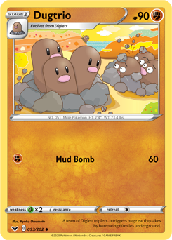 Dugtrio 93/202 Pokémon card from Sword & Shield for sale at best price