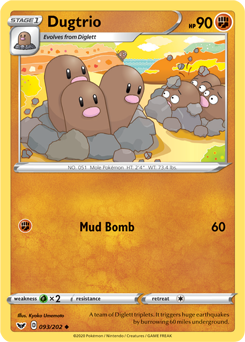 Uncommon Pokémon card Dugtrio 93/202 from Sword & Shield expansion