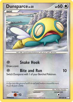 Uncommon Pokémon card Dunsparce 47/123 from Mysterious Treasures expansion