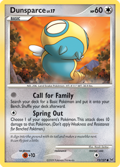 Common Pokémon card Dunsparce 73/127 from Platinuim expansion