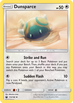 Uncommon Pokémon card Dunsparce 110/168 from Celestial Storm expansion