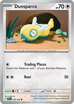 Common Pokémon card Dunsparce 120/159 from Journey Together expansion