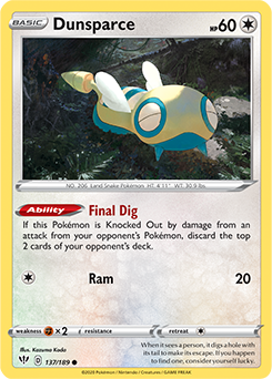 Dunsparce 137/189 Pokémon card from Darkness Ablaze for sale at best price