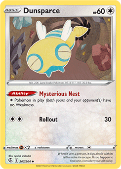 Uncommon Pokémon card Dunsparce 207/264 from Fusion Strike expansion