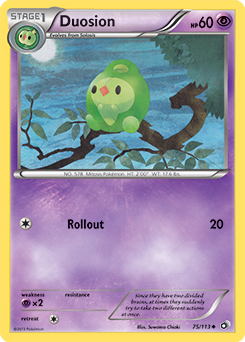 Uncommon Pokémon card Duosion 75/113 from Legendary Treasures expansion