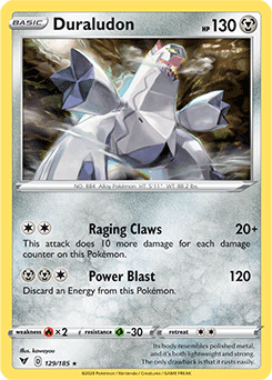 Rare Holo Pokémon card Duraludon 129/185 from Vivid Voltage expansion