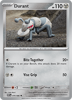 Uncommon Pokémon card Durant 70/86 from White Flare expansion