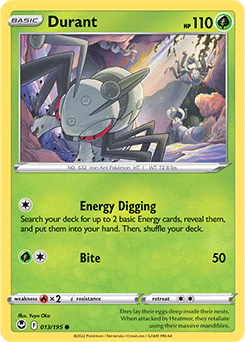 Common Pokémon card Durant 013/195 from Silver Tempest expansion