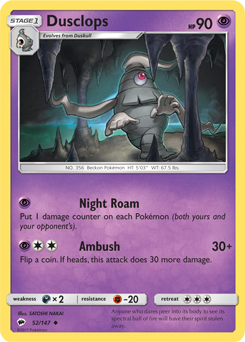Uncommon Pokémon card Dusclops 52/147 from Burning Shadows expansion