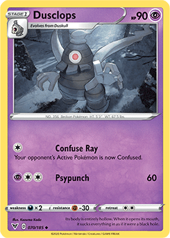 Uncommon Pokémon card Dusclops 070/185 from Vivid Voltage expansion