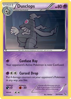 Uncommon Pokémon card Dusclops 39/106 from Flashfire expansion