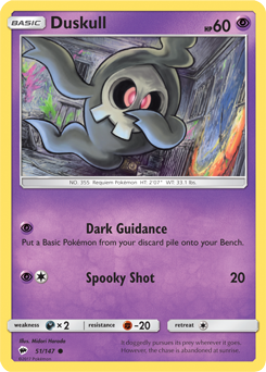 Duskull 51/147 Pokémon card from Burning Shadows for sale at best price