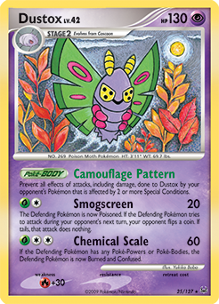 Rare Pokémon card Dustox 25/127 from Platinuim expansion