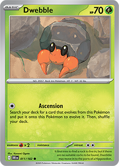 Common Pokémon card Dwebble 11/182 from Destined Rivals expansion