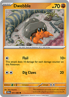 Common Pokémon card Dwebble 51/86 from Black Bolt expansion