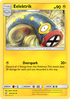 Uncommon Pokémon card Eelektrik 65/236 from Unified Minds expansion