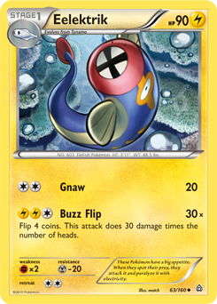 Uncommon Pokémon card Eelektrik 63/160 from Primal Clash expansion