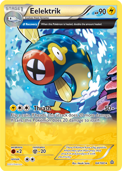 Rare Pokémon card Eelektrik 64/160 from Primal Clash expansion