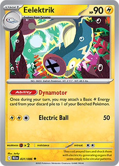 Uncommon Pokémon card Eelektrik 31/86 from Black Bolt expansion