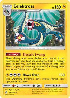 Rare holo Pokémon card Eelektross 66/236 from Unified Minds expansion