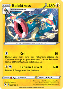 Rare Pokémon card Eelektross 061/196 from Lost Origin expansion