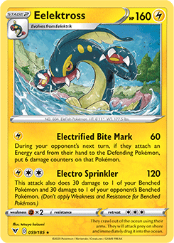 Rare Pokémon card Eelektross 059/185 from Vivid Voltage expansion
