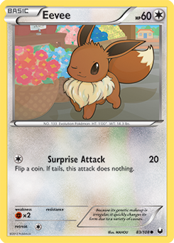 Common Pokémon card Eevee 83/108 from Dark Explorers expansion