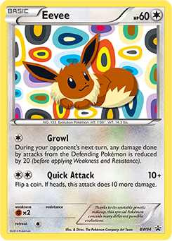 Promo Pokémon card Eevee BW94 from Back & White Promos expansion