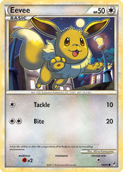 Common Pokémon card Eevee 56/95 from Call of Legends expansion
