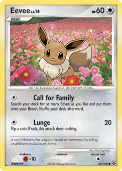 Common Pokémon card Eevee 62/100 from Majestic Dawn expansion