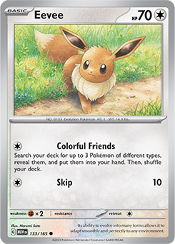 Common Pokémon card Eevee 133/165 from 151 expansion