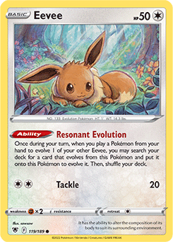 Common Pokémon card Eevee 119/189 from Astral Radiance expansion