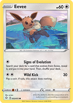 Common Pokémon card Eevee 052/072 from Shining Fates expansion