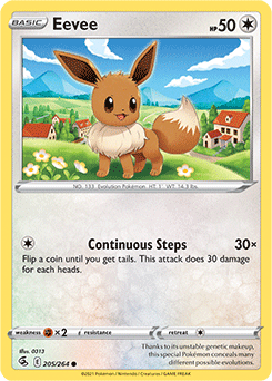 Common Pokémon card Eevee 205/264 from Fusion Strike expansion