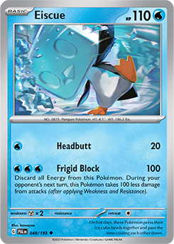Uncommon Pokémon card Eiscue 048/193 from Paldea Evolved expansion