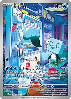 Illustration rare Pokémon card Eiscue 205/193 from Paldea Evolved expansion
