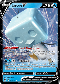 Ultra rare V Pokémon card Eiscue V 55/192 from Rebel Clash expansion