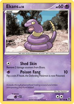 Common Pokémon card Ekans 66/106 from Great Encounters expansion