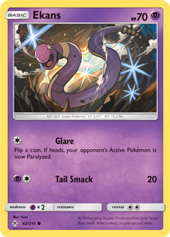 Common Pokémon card Ekans 62/214 from Unbroken Bonds expansion