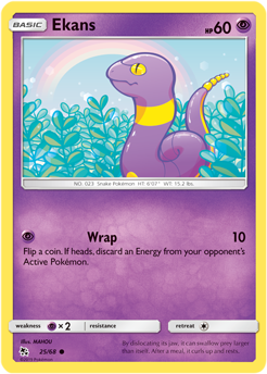 Common Pokémon card Ekans 25/68 from Hidden Fates expansion