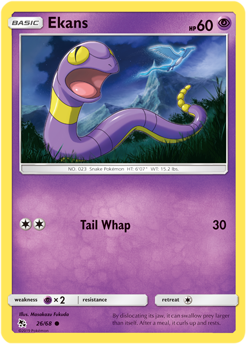 Common Pokémon card Ekans 26/68 from Hidden Fates expansion