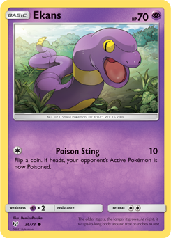 Common Pokémon card Ekans 36/73 from Shining Legends expansion