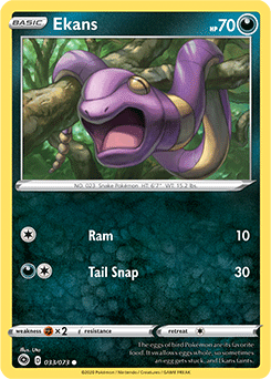 Common Pokémon card Ekans 033/073 from Champion s Path expansion