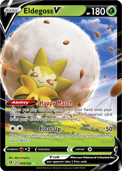 Ultra rare V Pokémon card Eldegoss V 19/192 from Rebel Clash expansion